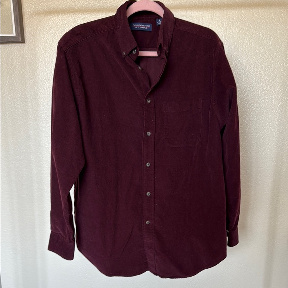 Men's Burgundy Button-Down Shirt